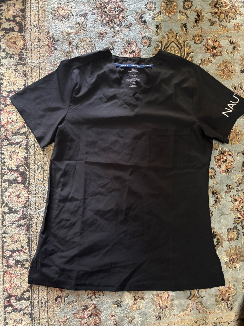 Nautica Black V-Neck Scrub Top